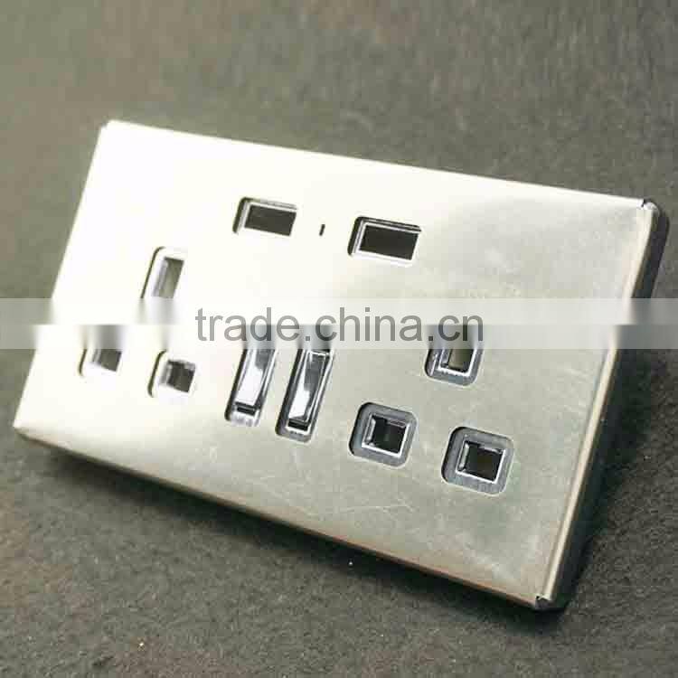 Stainless steel wall switches with usb wall plug sockets