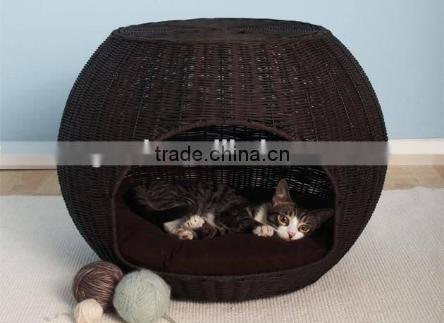 High quality dark brown PE wicker woven large dog house for sale