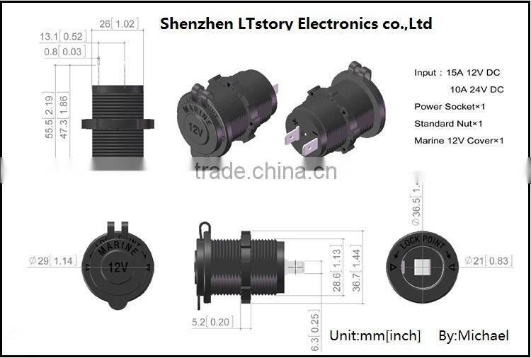 New waterproof 12v 24v Accessory Power Socket Car Cigarette Lighter Plug Auto Truck Industrial Grade