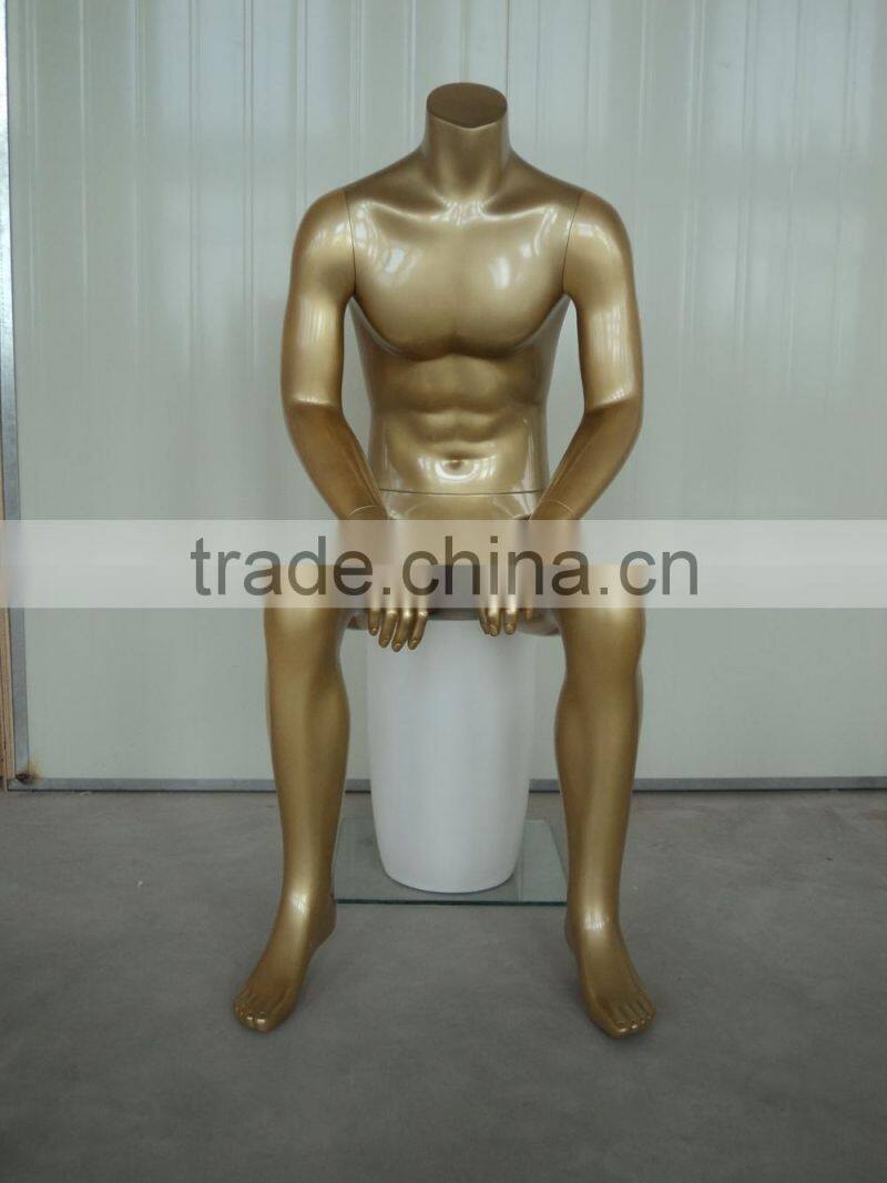 Metallic Gold Male Mannequin, Muscle male mannequin for windows display