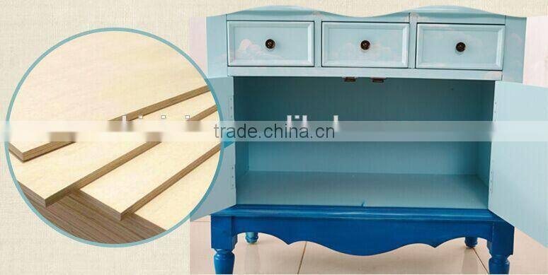 Mediterranean Style Storage Cabinet, Sailing Boat Handpainting Living Room Cabinet, Pastoral Solid Wood Cabinet (BF01-X1149)