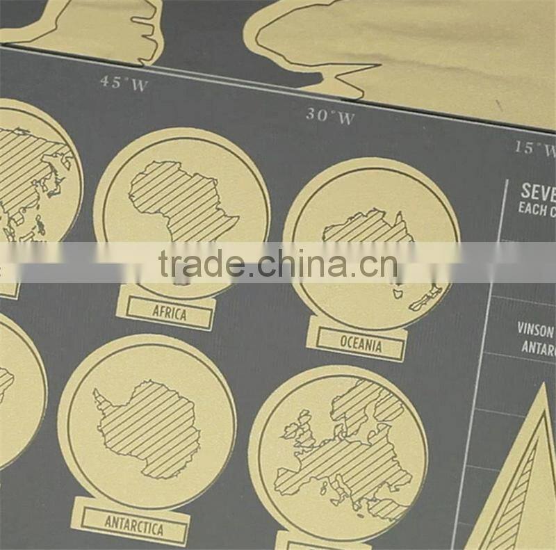CT-750 Travel World Map Hard Paper Travel map Small black mini map Black Luxury