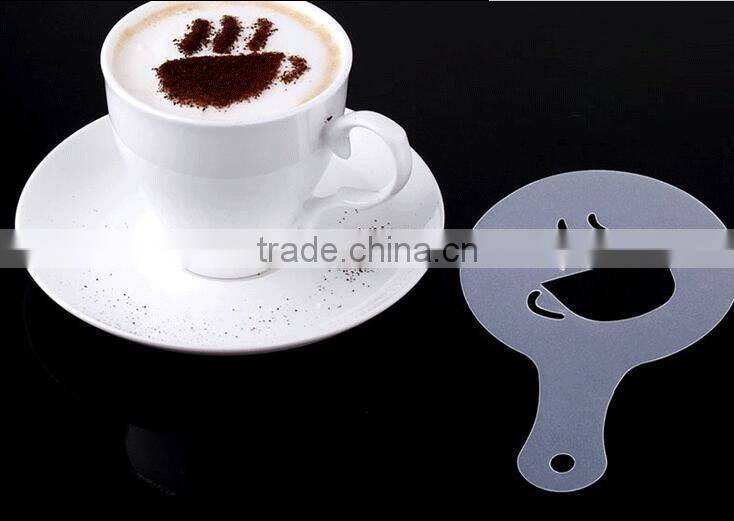 CY183 16Pcs/set Mold Coffee Milk Cake Cupcake Stencil Template Coffee Barista Cappuccino Template Strew Pad Duster Spray Tools