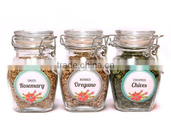 Hot-sell clear glass jar with metal clip