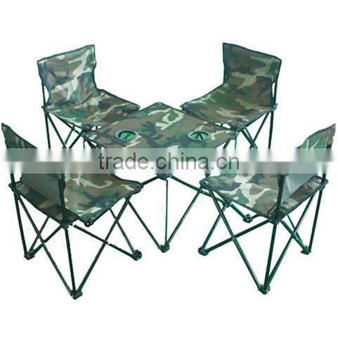 Portable steel tube frame folding picnic chair and table set
