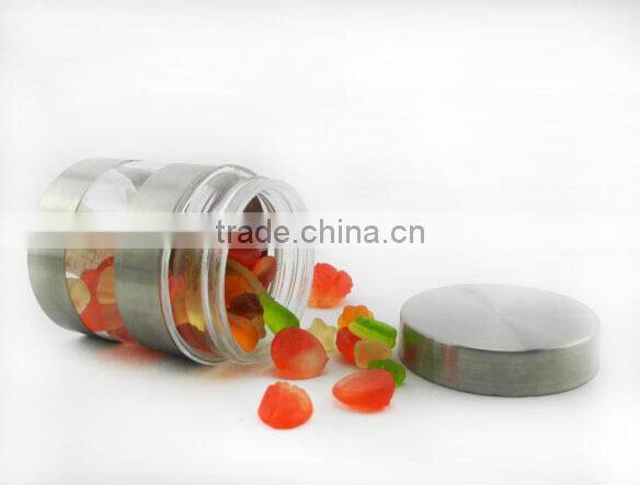 segment-type stainless steel coated cylinder glass bottle with stainless steel lid