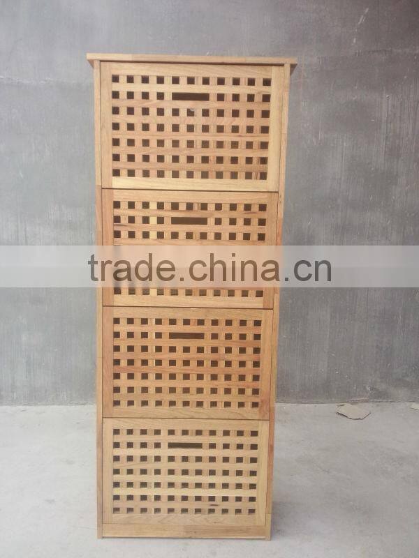 Oil Chinese catalpa wood grid three layers of cabinets