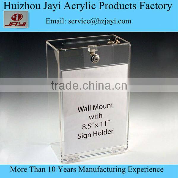 Wholesale custom crystal transparent clear lockable acrylic lucite plastic donation box