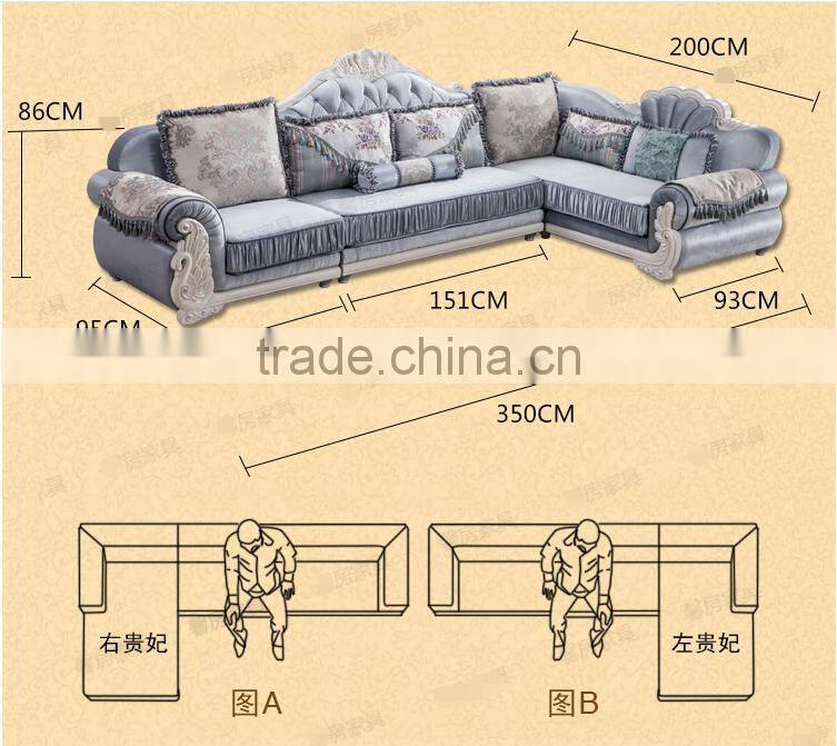 M511-1 French New Arrival Latest Design Luxurious Silk Fabric Sofa Set