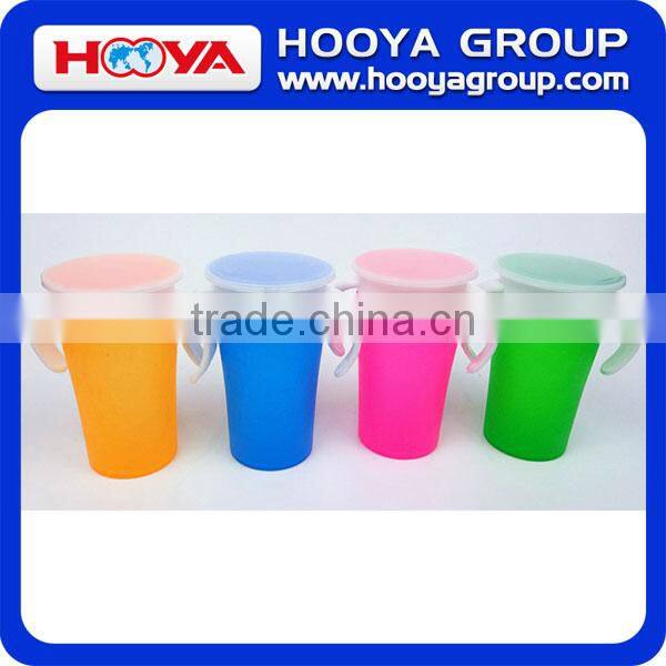 360 baby kids trainer cup cute double handle spoutless grow up cup