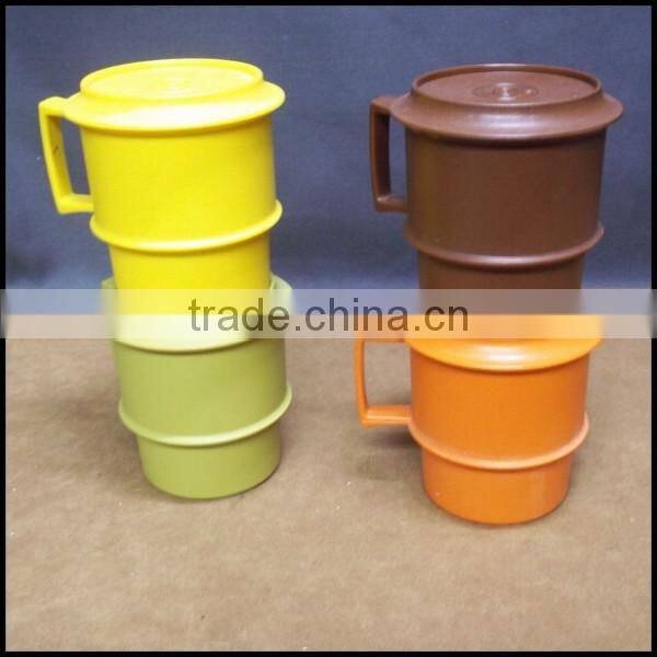 Vintage Harvest plastic MUG Coffee Cup Set with Lid,custom plastic coffee mug cups,custom plastic tea cup drinking for sale