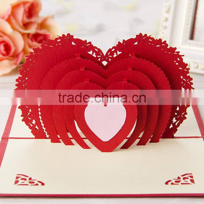 High Quality Paper Material Happy Wedding Day Card, Greeting Card,Valentine Day Card 3D Paper Handmade Folding Greeting Cards
