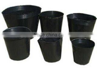 black flower plastic nursery pots