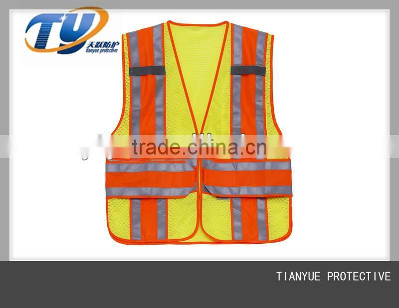 2017 Reflective safety vest fluorescent orange security vest