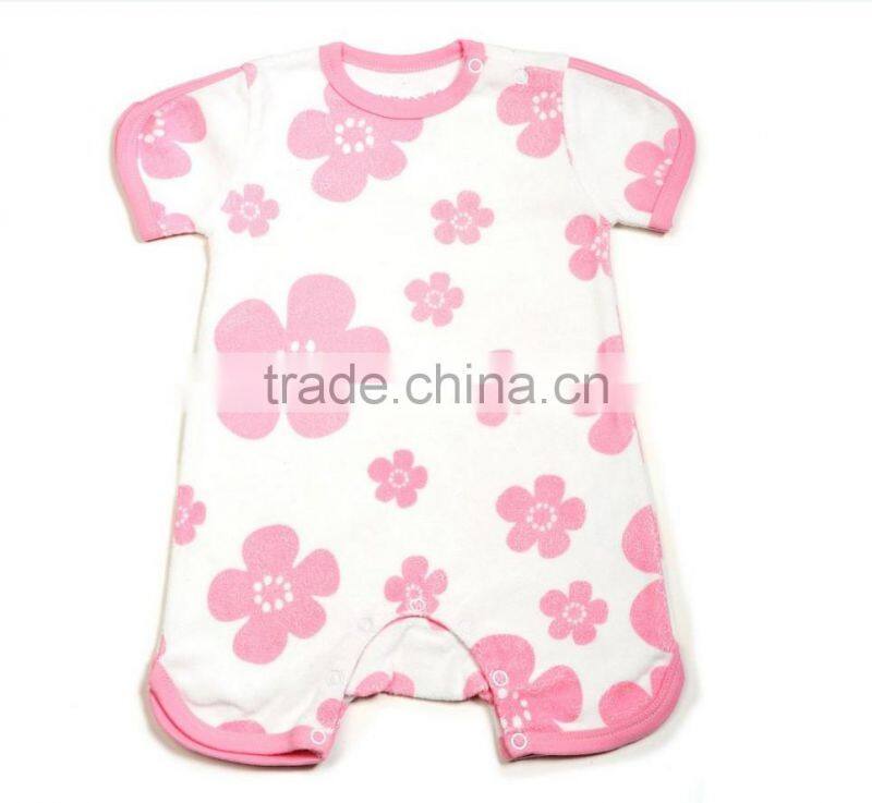 2015 kids garment baby girl flowers printed rompers kids baby clothing
