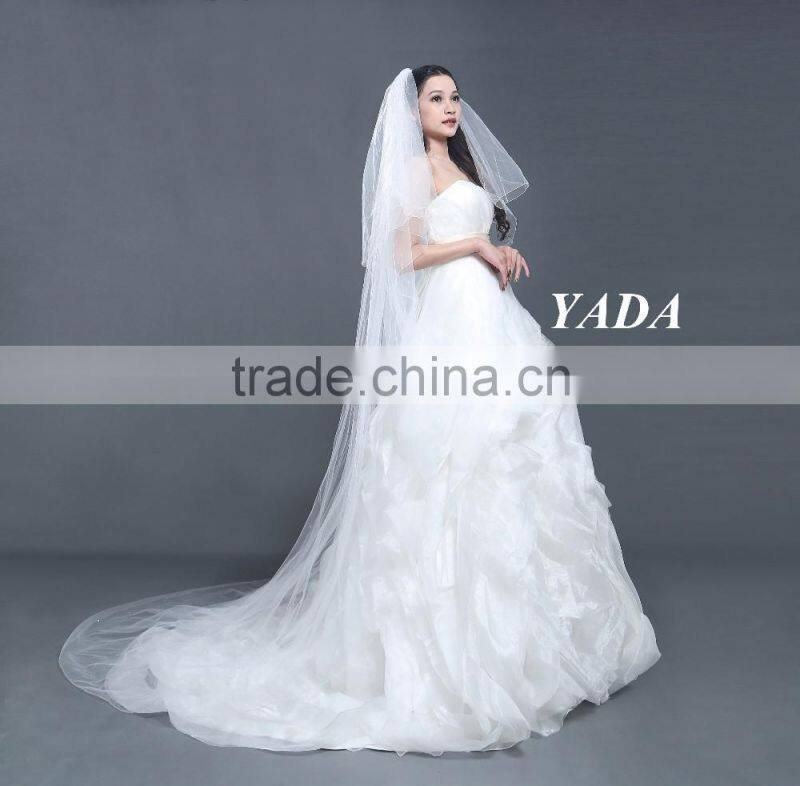 Off shoulder organza fabric bust ball gown skirt wedding dress