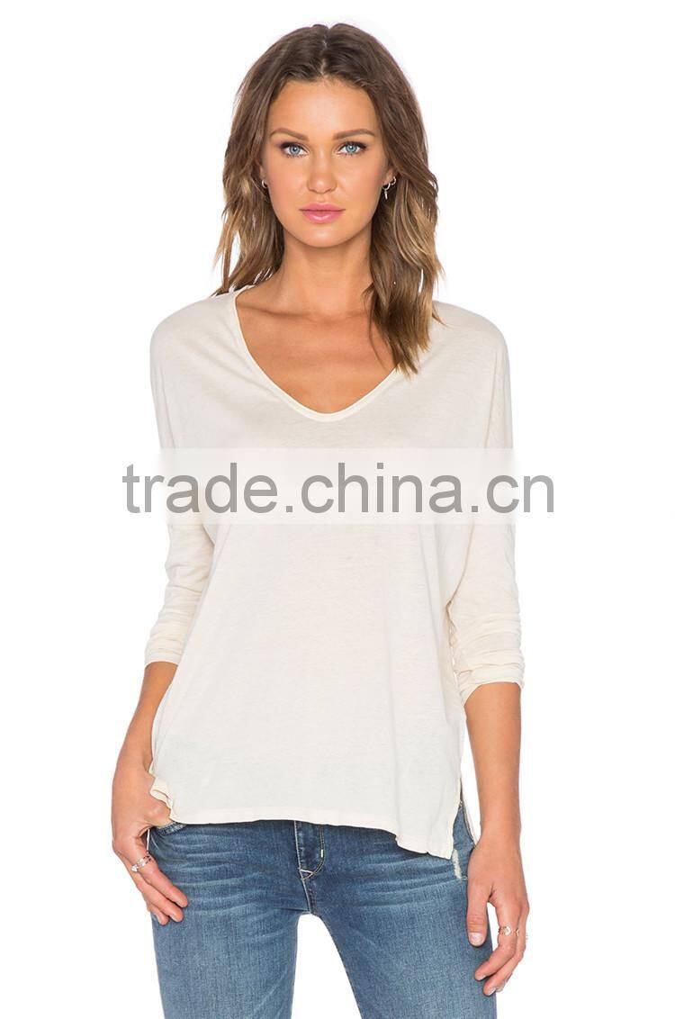 2015 cheap plain v neck stretch cotton t shirt blank t shirts