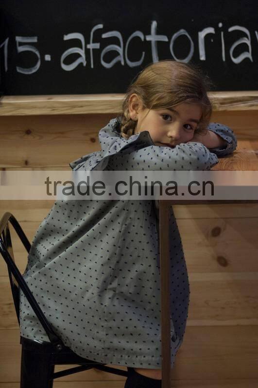 New Latest Design Kids Girls Dots Boutique Dresses Long Sleeve Cotton Ruffle Fashion Girls Dresses