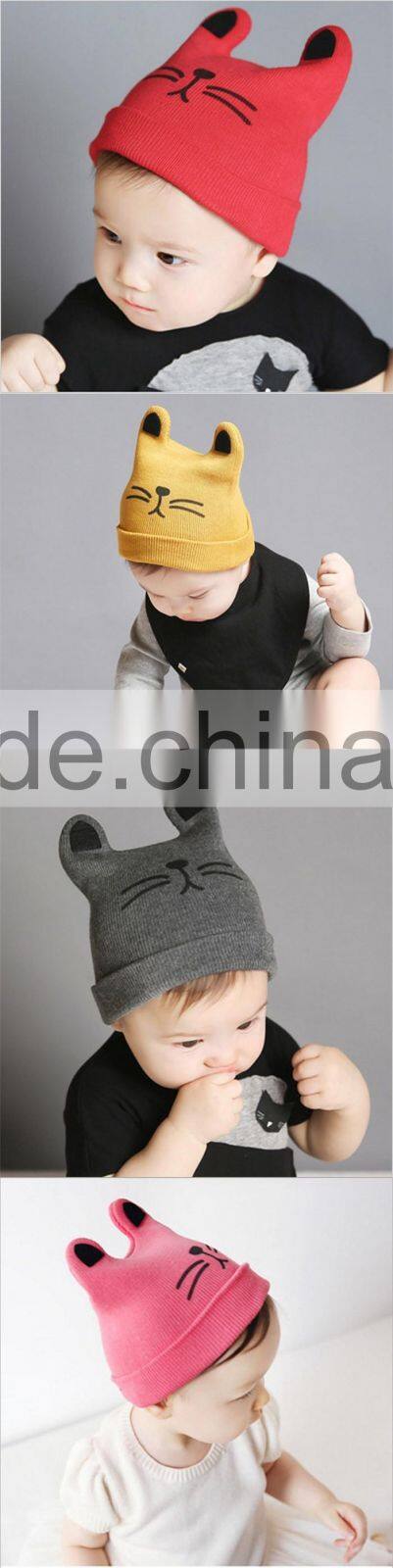 Cute Patten Design 100% Cotton Baby Winter Knitted Hat and Cap