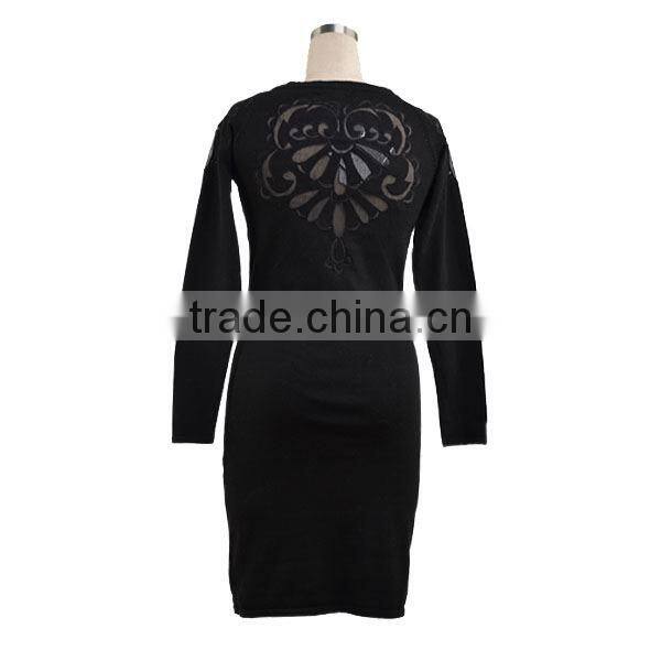 2014 hollow embroidered chiffon patch sweaters