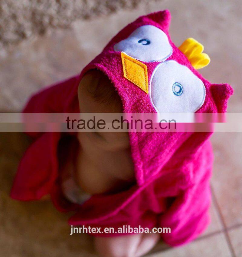Owl hooded bathrobe and towel,cheap cotton thick bathrobe baby
