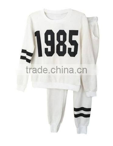 Women 1985 Printed Hoodie Pants Suit Athletic Outfits Tracksuit Sportswear Without Hood