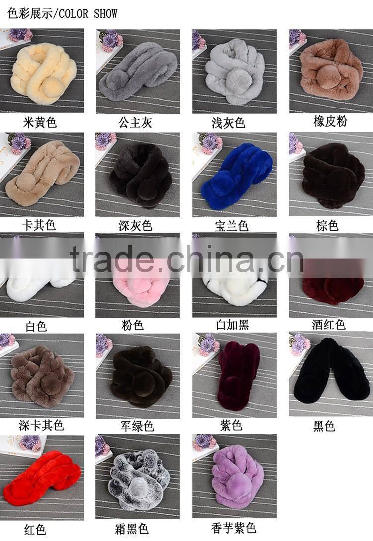New 2016 Genuine Real Rex Rabbit Fur Scarf Women Fluffy Winter Fur Shawl