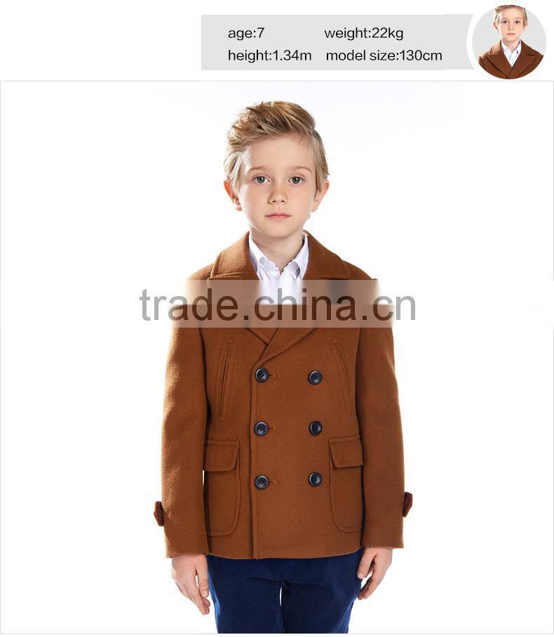 ELPA 2015 Fashion charm kids warm long wool overcoat winter dress boy wool coat with fur collar