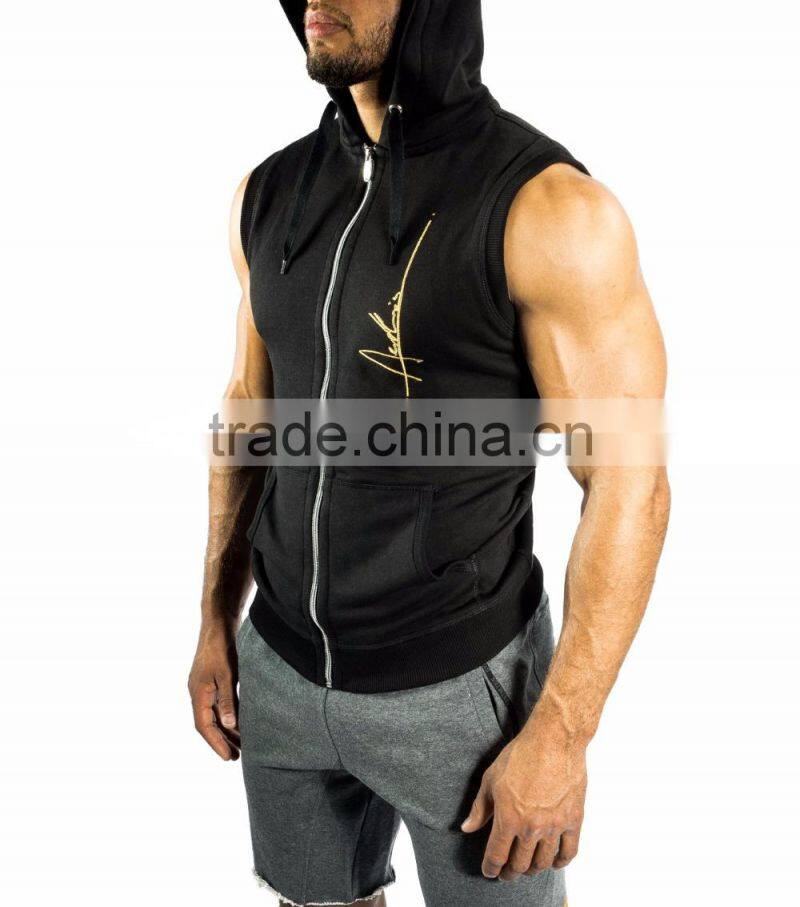 SLEEVELESS ZIP HOODIE,cheap sleeveless workout hoodies,blank mens sleeveless hoodie,