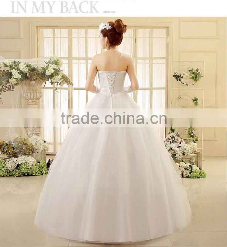 High quality strapless pleats muslim wedding dress