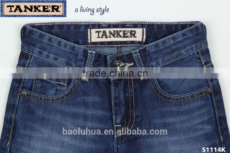 S1114K Toddler kid girls Children stretchable waistband indigo washed denim jeans