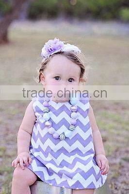 latest party wear dresses for girls Toddler Reversible Tunic Pinafore dress Lavender chevron cotton dress infant full skirt