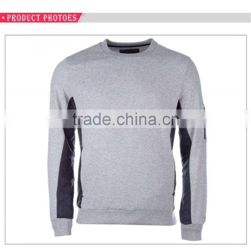 Zip pocket brushed fleece mens custom crewneck sweatshirt hoodie