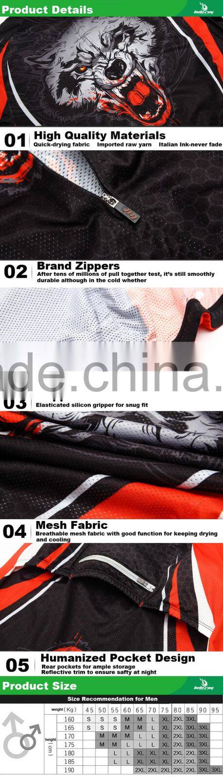 BEROY Wolf Short Sleeve Mountain Bicycle Cycling Tops, Custom Bike Cycling Jersey Wear