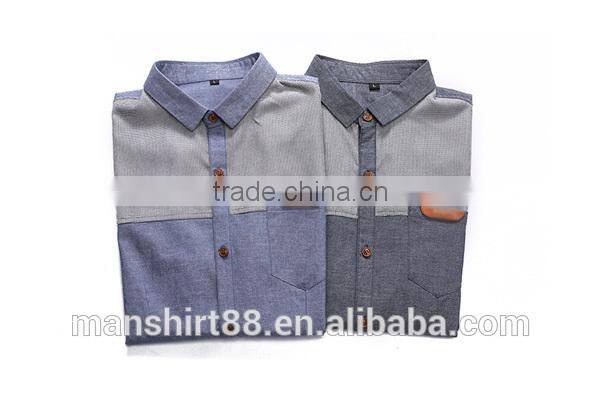 men's contrast front yoke and backpart slim fit chambry casual shirt