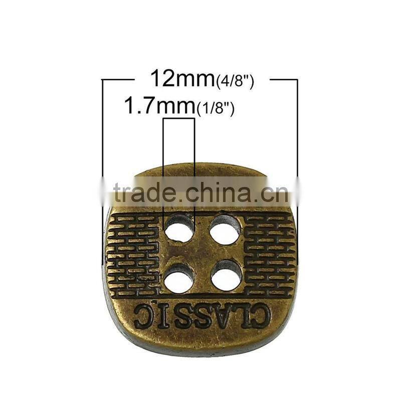 Cheap 12mmx12mm Alphabet Square Four Holes Acrylic Button for Decorating