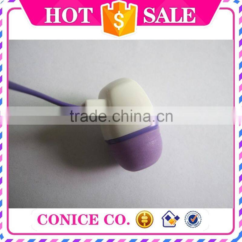 new arrival purple silicone plastic speaker flat cable wired magic sound stereo in-ear earbuds earphone with mic