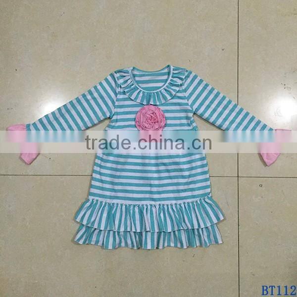 Top Selling Girls Cotton Frocks Designs Boutique Kids Hot Pink Flutter Pearl Dresses for Summer