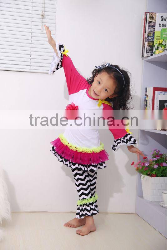 2014 New styles Cotton Girl Outfit Christmas Turkey Outfit Top and pants with ruffles in sets