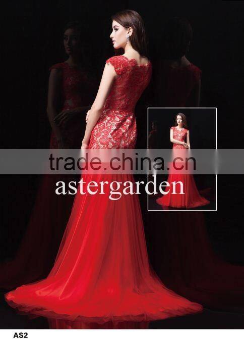 2017 real photo evening dress Modern Beaded V- Neck Lace prom gown evening dress as1