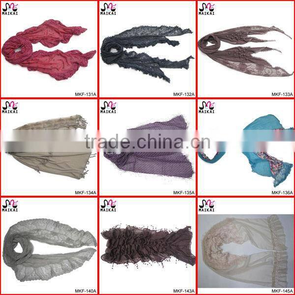 Wholesale new fashion lady's embroidery cotton shawl scarf