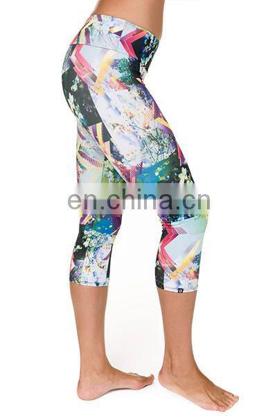 printed knitted leggings/ stretch yoga pants