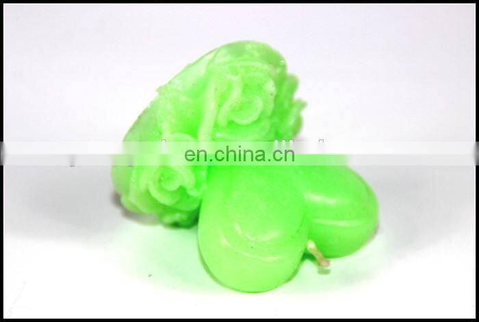 Greeen carve heart and rose shaped stick candle decoration