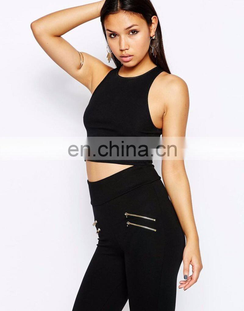 Hot sale tight design black fashion zippers woman leggings