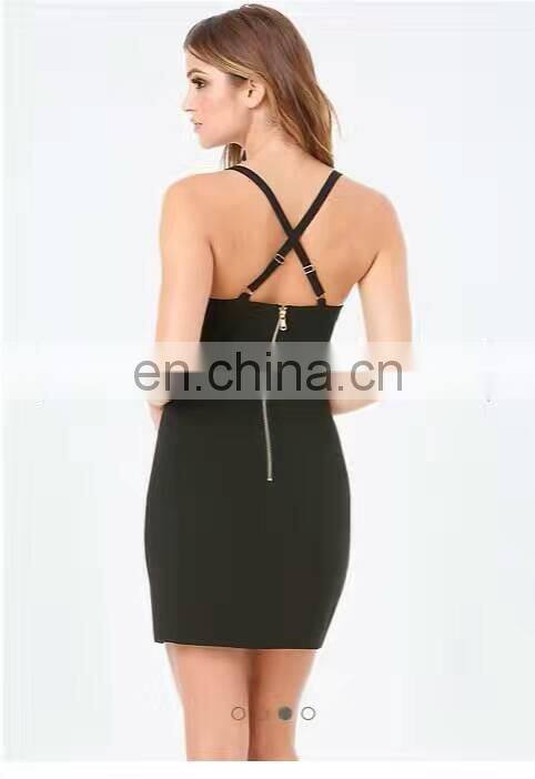 Amigo 2017 latst black cross over Strape sexy XXX bandage dress midi tube evening dresses for girls party wear