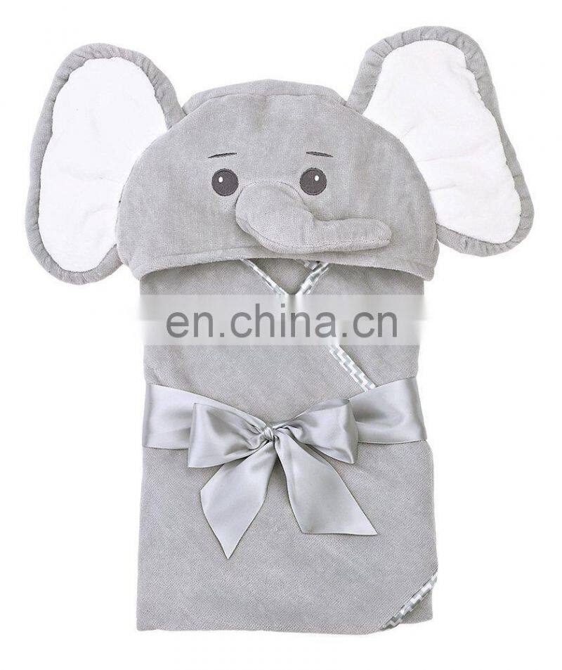Custom 100% Bamboo Elephant Baby Bath Towel With Hood Beautiful Pink Girl Hooded Elephant Towel