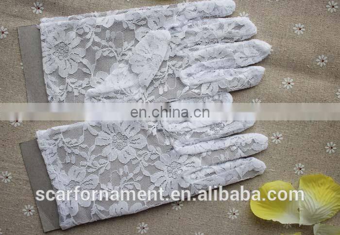 women's sexy black red white ivory wrist length wedding hand gloves driving short lace bridal gloves