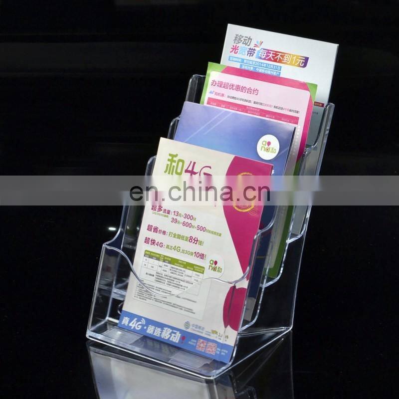 Custom 4 tiers wall mounted and tabletop clear acrylic brochure magazine holder