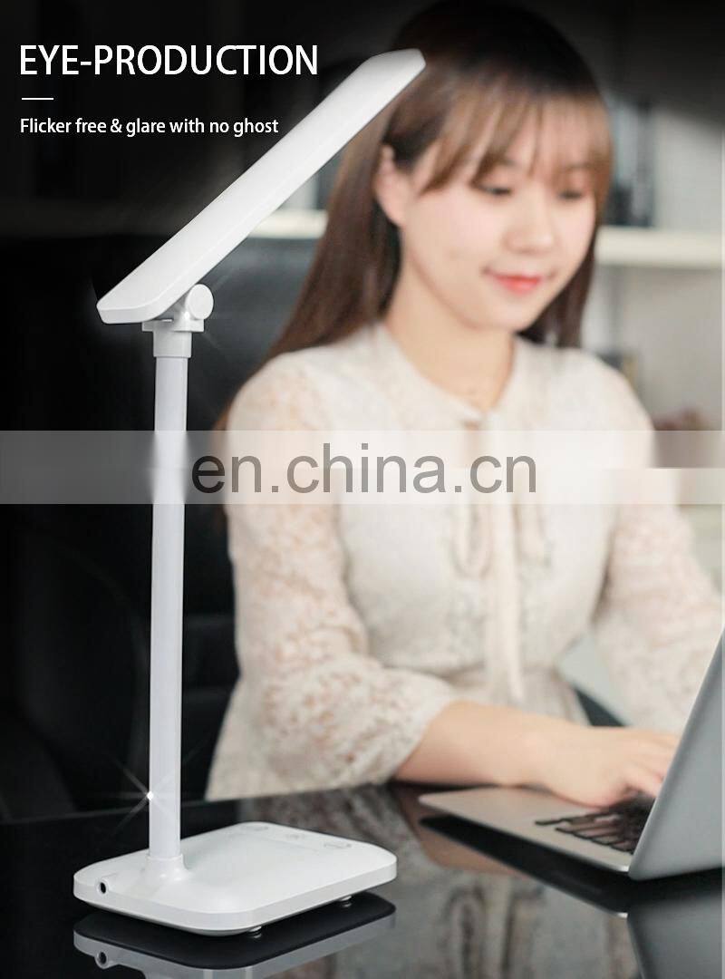 Flexible hotel led desk Reading Book light dimming lamp with usb charging port office desk foldable lamp touch control