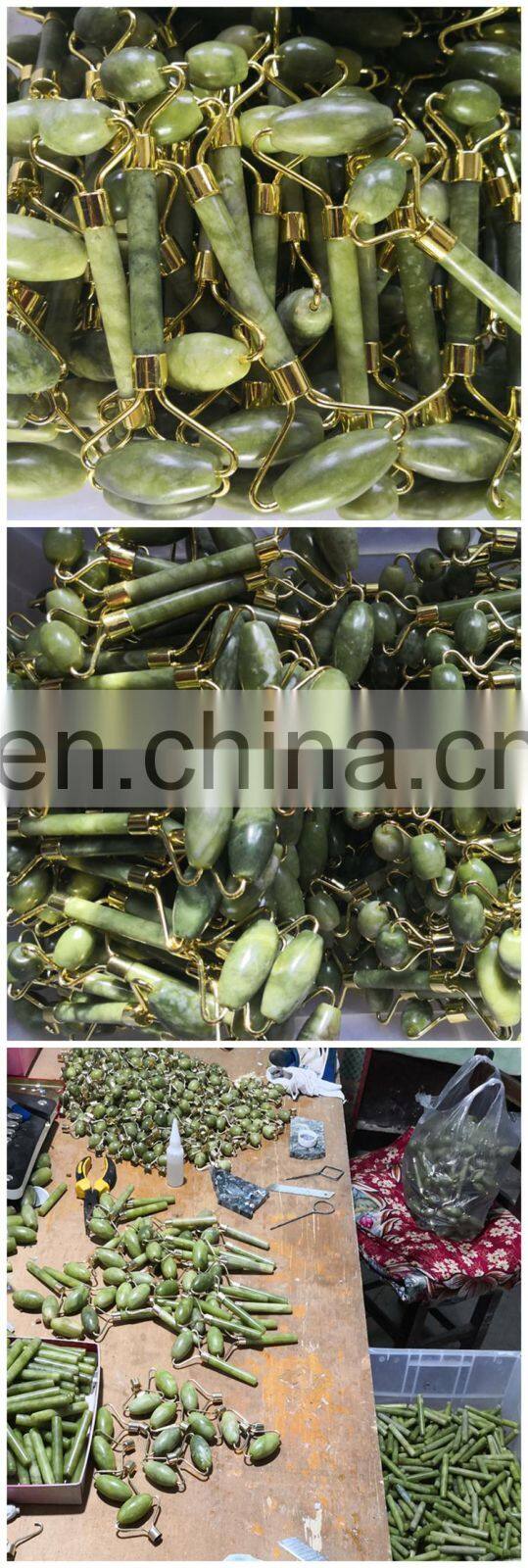 Anti aging green jade roller for face natural xiuyan jade facial massage roller